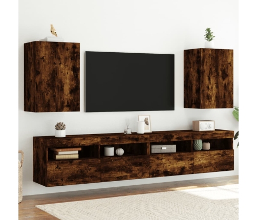 Muebles de TV de pared 2 uds madera roble ahumado 40,5x30x60 cm