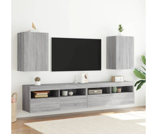 Muebles de TV de pared 2 uds madera gris Sonoma 40,5x30x60 cm