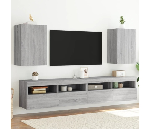 Muebles de TV de pared 2 uds madera gris Sonoma 40,5x30x60 cm