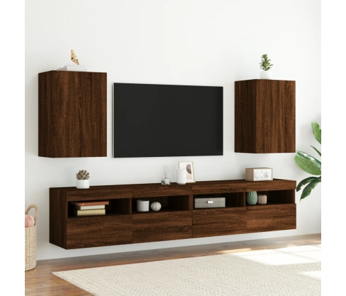 Mueble TV de pared madera ingeniería marrón roble 40,5x30x60 cm