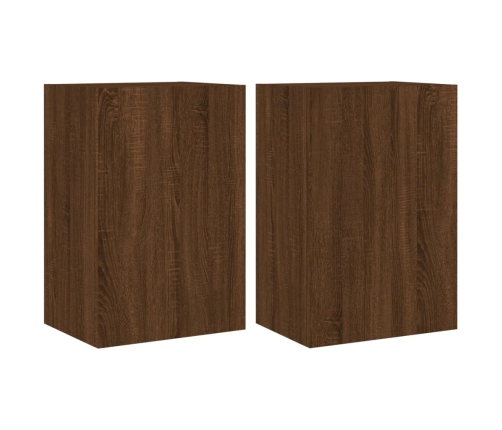 Muebles de TV de pared 2 uds madera marrón roble 40,5x30x60 cm