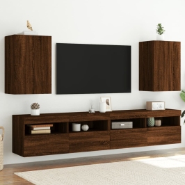 Muebles de TV de pared 2 uds madera marrón roble 40,5x30x60 cm