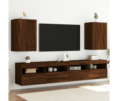 Muebles de TV de pared 2 uds madera marrón roble 40,5x30x60 cm