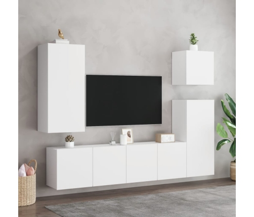 Mueble de TV de pared madera ingeniería blanco 40,5x30x90 cm