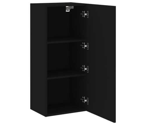 Mueble de TV de pared madera de ingeniería negro 40,5x30x90 cm