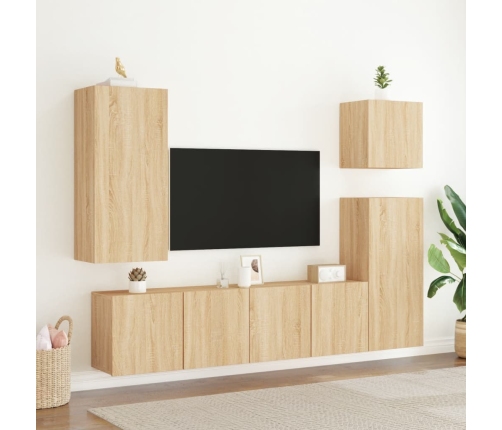 Mueble TV de pared madera ingeniería roble Sonoma 40,5x30x90 cm