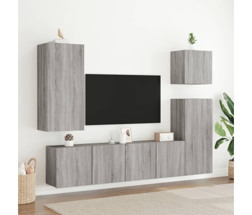 vidaXL Mueble TV de pared madera ingeniería gris Sonoma 40,5x30x90 cm