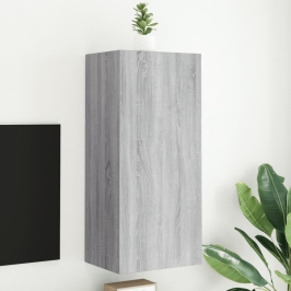 Mueble TV de pared madera ingeniería gris Sonoma 40,5x30x90 cm