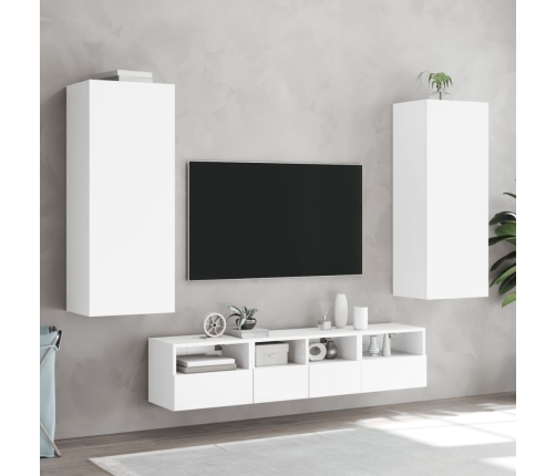 Mueble de TV de pared madera ingeniería blanco 40,5x30x102 cm