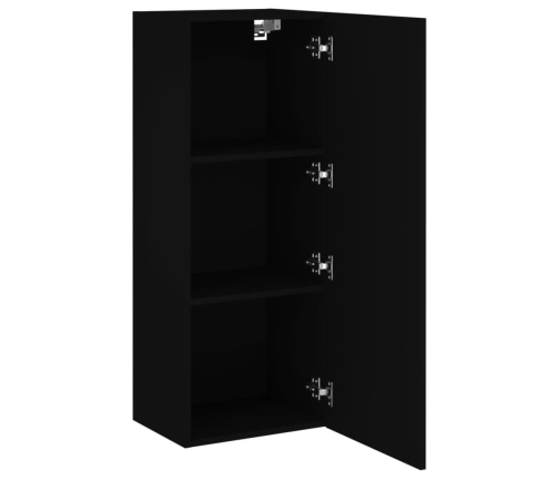 Mueble de TV de pared madera de ingeniería negro 40,5x30x90 cm