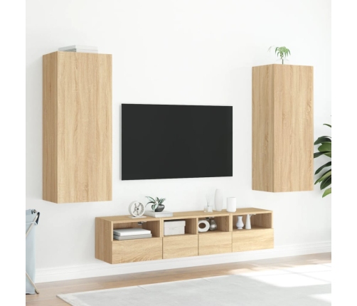 Mueble TV de pared madera ingeniería roble Sonoma 40,5x30x102cm