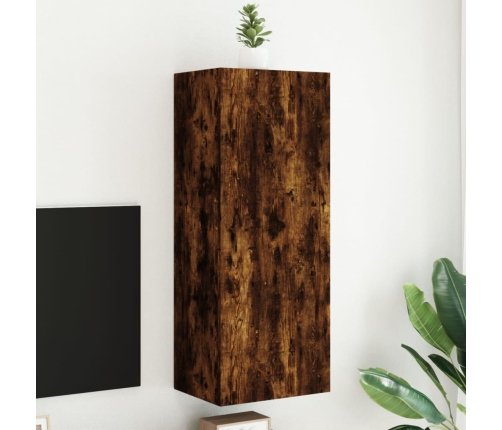 Mueble de TV de pared madera roble ahumado 40,5x30x102 cm