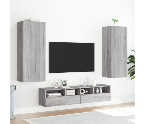 vidaXL Mueble TV de pared madera ingeniería gris Sonoma 40,5x30x102 cm