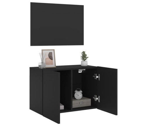 Mueble para TV de pared negro 60x30x41 cm