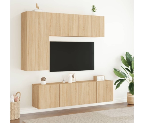 vidaXL Muebles para TV de pared 2 unidades roble Sonoma 60x30x41 cm