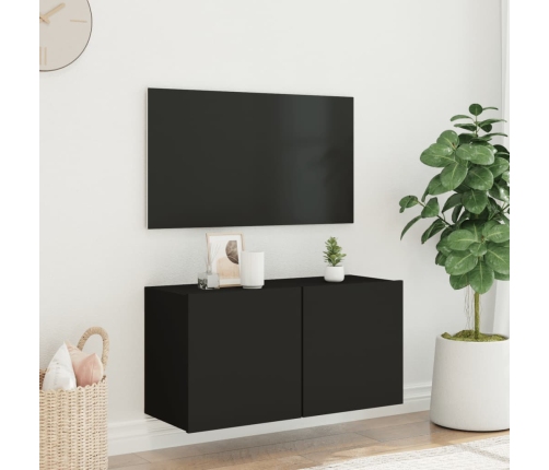 Mueble para TV de pared negro 80x30x41 cm