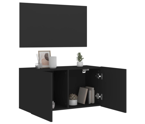 Mueble para TV de pared negro 80x30x41 cm