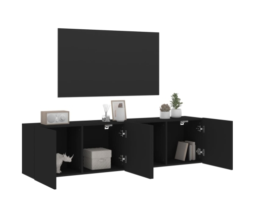 vidaXL Muebles para TV de pared 2 unidades negro 80x30x41 cm