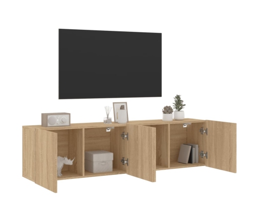 Muebles para TV de pared 2 unidades roble Sonoma 80x30x41 cm