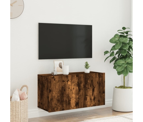 Mueble para TV de pared roble ahumado 80x30x41 cm