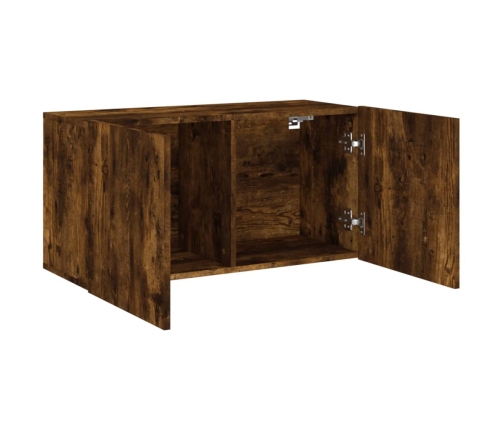 Mueble para TV de pared roble ahumado 80x30x41 cm