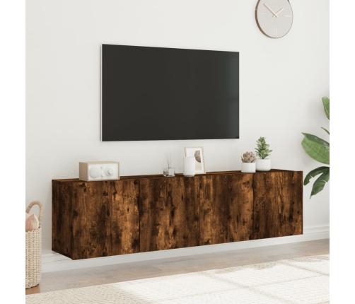 Muebles para TV de pared 2 unidades roble ahumado 80x30x41 cm