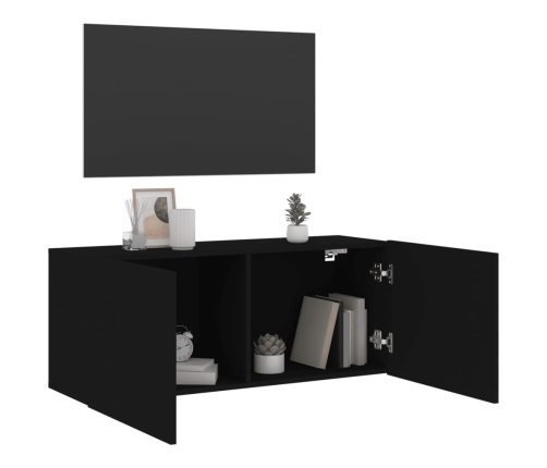 Mueble para TV de pared negro 100x30x41 cm