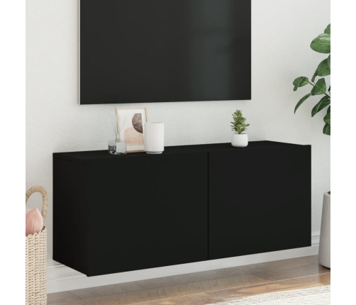 Mueble para TV de pared negro 100x30x41 cm