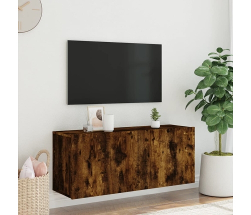 Mueble para TV de pared roble ahumado 100x30x41 cm