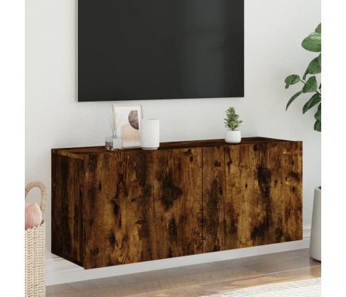 Mueble para TV de pared roble ahumado 100x30x41 cm