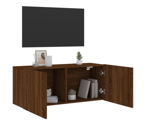 Mueble para TV de pared roble marrón 100x30x41 cm