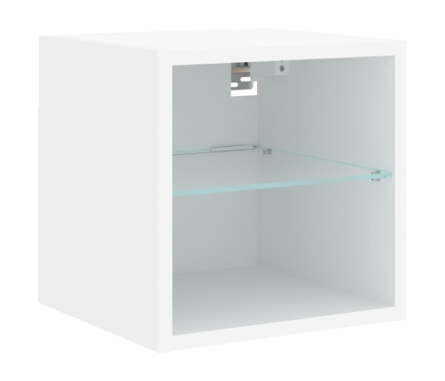 Mueble de TV de pared con luces LED blanco 30x28,5x30 cm