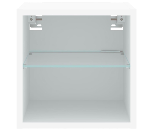 Mueble de TV de pared con luces LED blanco 30x28,5x30 cm