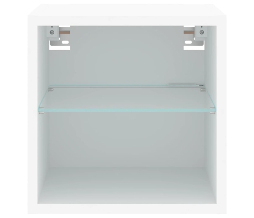 vidaXL Muebles de TV de pared con luces LED 2 uds blanco 30x28,5x30 cm