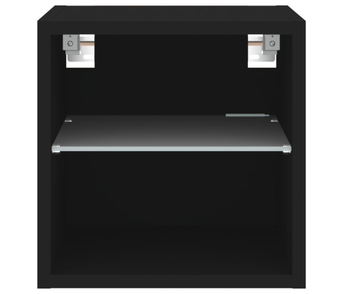 Mueble de TV de pared con luces LED negro 30x28,5x30 cm