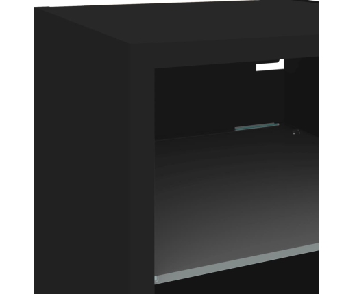 Mueble de TV de pared con luces LED negro 30x28,5x30 cm