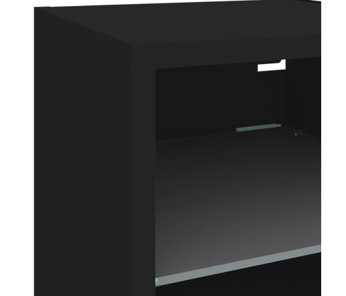 vidaXL Muebles de TV de pared con luces LED 2 uds negro 30x28,5x30 cm