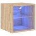 Mueble de TV de pared con luces LED roble Sonoma 30x28,5x30 cm