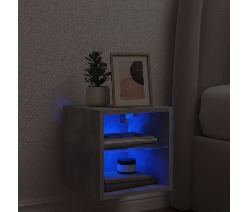 Mueble de TV de pared con luces LED gris hormigón 30x28,5x30 cm