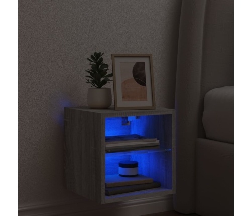 vidaXL Mueble de TV de pared con luces LED gris Sonoma 30x28,5x30 cm