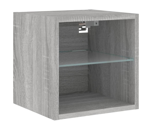 vidaXL Mueble de TV de pared con luces LED gris Sonoma 30x28,5x30 cm