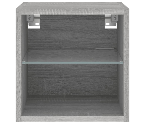 vidaXL Mueble de TV de pared con luces LED gris Sonoma 30x28,5x30 cm