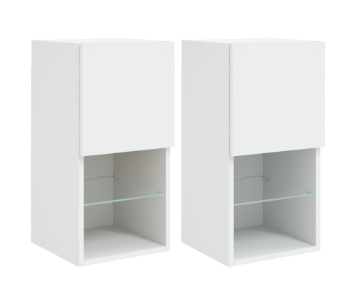 vidaXL Muebles para TV con luces LED 2 uds blanco 30,5x30x60 cm