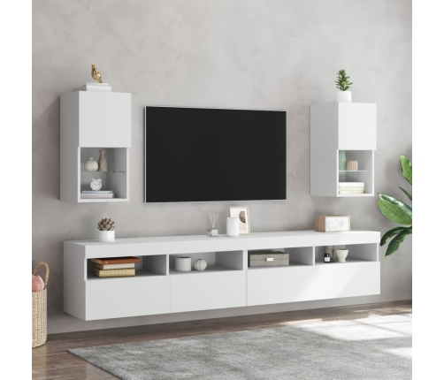 vidaXL Muebles para TV con luces LED 2 uds blanco 30,5x30x60 cm