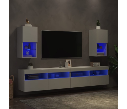 vidaXL Muebles para TV con luces LED 2 uds blanco 30,5x30x60 cm