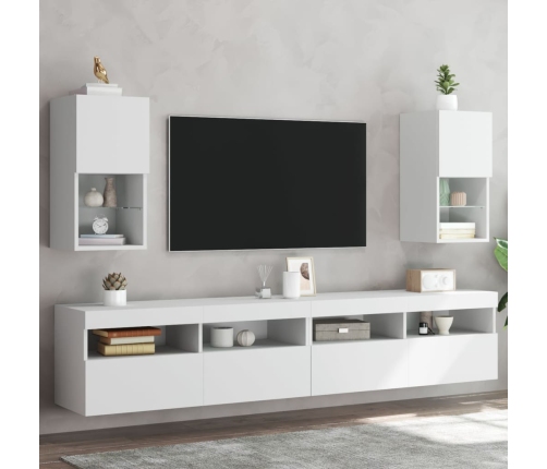 vidaXL Muebles para TV con luces LED 2 uds blanco 30,5x30x60 cm