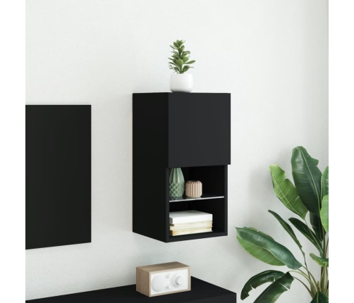 Mueble para TV con luces LED negro 30,5x30x60 cm