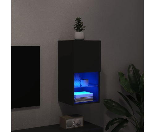 Mueble para TV con luces LED negro 30,5x30x60 cm