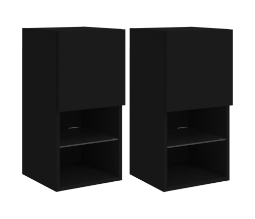 Muebles para TV con luces LED 2 uds negro 30,5x30x60 cm