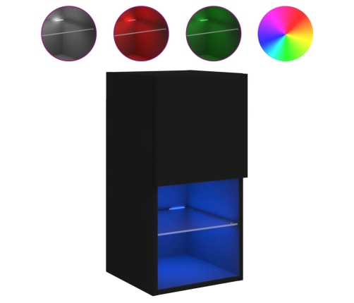 Muebles para TV con luces LED 2 uds negro 30,5x30x60 cm